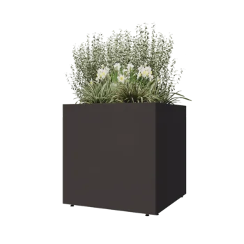 Steel planter - Square - 80 x 80 x 80 cm - RAL7016 matt (anthracite grey) - With bottom plate - With legs