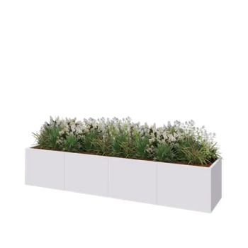 Steel planter XXL - Rectangle - 320 x 60 x 60 cm - RAL9005 matt (white) - Without bottom plate