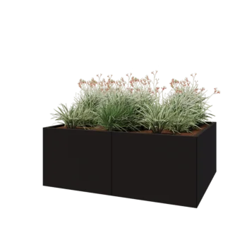 Steel planter XXL - Rectangle - 160 x 120 x 60 cm - RAL9005 matt (black) - With bottom plate
