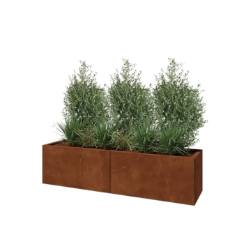 Corten steel planter XXL - Rectangle - 160 x 40 x 40 cm - With bottom plate