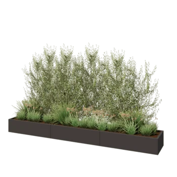 Steel planter XXL - Rectangle - 360 x 50 x 30 cm - RAL7016 matt (anthracite grey) - With bottom plate