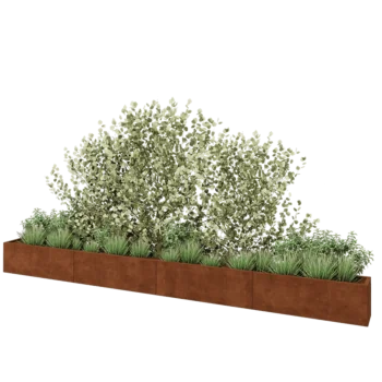 Corten steel planter XXL - Rectangle - 480 x 30 x 40 cm - Without bottom plate