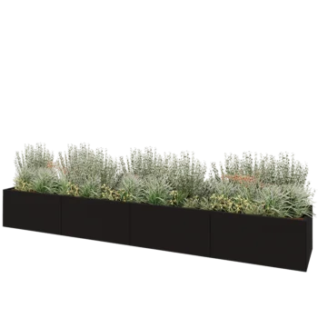 Steel planter XXL - Rectangle - 480 x 80 x 60 cm - RAL9005 matt (black) - Without bottom plate