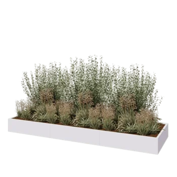 Steel planter XXL - Rectangle - 360 x 100 x 30 cm - RAL9005 matt (white) - With bottom plate