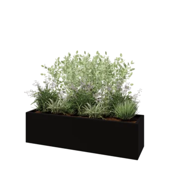 Fibreglass planter - Rectangle - 150 x 40 x 40 cm - RAL9005 matt (black) - With bottom