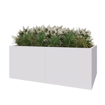 Steel planter XXL - Rectangle - 200 x 120 x 80 cm - RAL9005 matt (white) - Without bottom plate