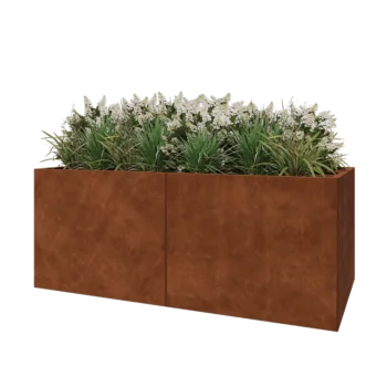 Corten steel planter XXL - Rectangle - 200 x 100 x 80 cm - With bottom plate