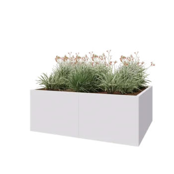 Steel planter XXL - Rectangle - 160 x 120 x 60 cm - RAL9005 matt (white) - With bottom plate