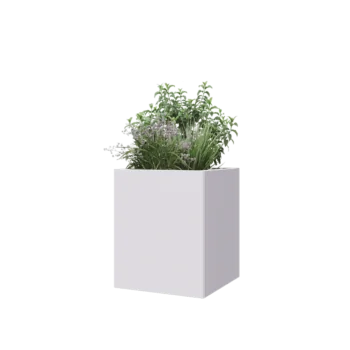 Steel planter - Square - 50 x 50 x 60 cm - RAL9005 matt (white) - Without bottom plate