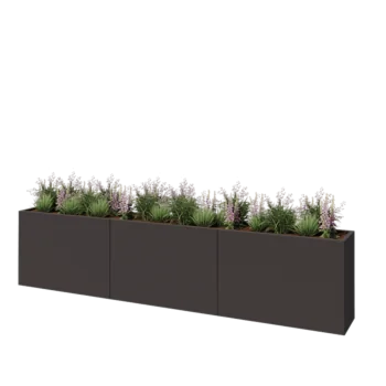 Steel planter XXL - Rectangle - 360 x 40 x 80 cm - RAL7016 matt (anthracite grey) - With bottom plate