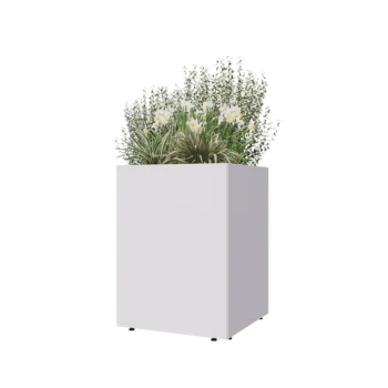 Steel planter - Square - 60 x 60 x 80 cm - RAL9005 matt (white) - With bottom plate - With legs
