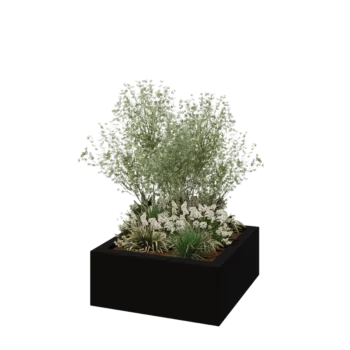 Fibreglass planter - Square - 100 x 100 x 40 cm - RAL9005 matt (black) - With bottom