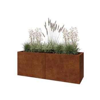 Corten steel planter XXL - Rectangle - 160 x 50 x 60 cm - With bottom plate