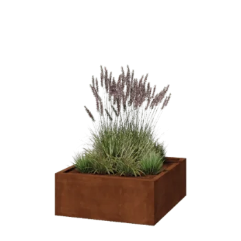 Corten steel planter - Square - 100 x 100 x 40 cm - Welded - With bottom plate