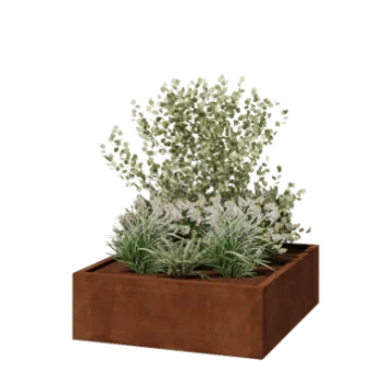 Corten steel planter - Square - 120 x 120 x 40 cm - Welded - Without bottom plate
