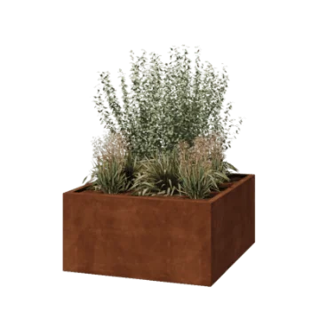 Corten steel planter - Square - 120 x 120 x 60 cm - Welded - Without bottom plate