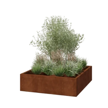 Corten steel planter - Square - 140 x 140 x 40 cm - Welded - Without bottom plate
