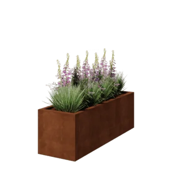 Corten steel planter - Rectangle - 150 x 50 x 50 cm - Welded - With bottom plate