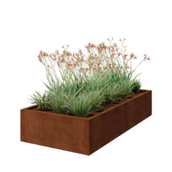 Corten steel planter - Rectangle - 200 x 100 x 40 cm - Welded - Without bottom plate