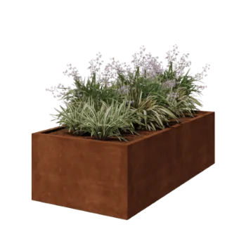 Corten steel planter - Rectangle - 200 x 100 x 60 cm - Welded - Without bottom plate
