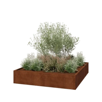 Corten steel planter - Square - 200 x 200 x 40 cm - Welded - Without bottom plate
