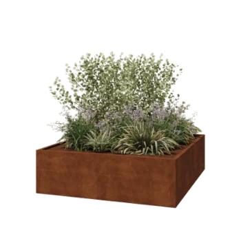Corten steel planter - Square - 200 x 200 x 60 cm - Welded - Without bottom plate