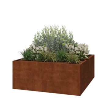 Corten steel planter - Square - 200 x 200 x 80 cm - Welded - Without bottom plate