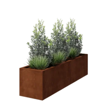 Corten steel planter - Rectangle - 200 x 50 x 50 cm - Welded - With bottom plate