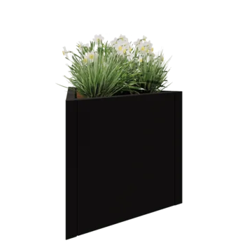 Steel planter - Triangle equilateral - 70,6 x 61 x 60 cm - RAL9005 matt (black) - Without bottom plate