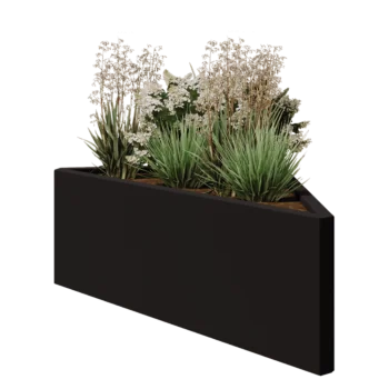 Steel planter - Triangle isosceles - 112,2 x 60,5 x 40 cm - RAL9005 matt (black) - Without bottom plate
