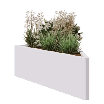 Steel planter - Triangle isosceles - 112,2 x 60,5 x 40 cm - RAL9005 matt (white) - Without bottom plate