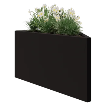 Steel planter - Triangle isosceles - 112,2 x 60,5 x 60 cm - RAL9005 matt (black) - Without bottom plate