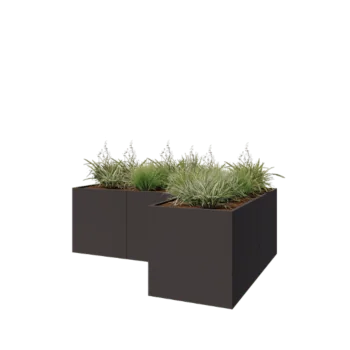 Steel planter - Corner - 300 x 200 x 100 cm - RAL7016 matt (anthracite grey) - With bottom plate