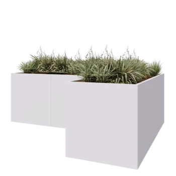 Steel planter - Corner - 300 x 200 x 80 cm - RAL9005 matt (white) - Without bottom plate
