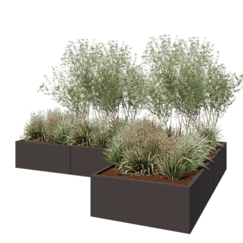 Steel planter - Corner - 300 x 200 x 40 cm - RAL7016 matt (anthracite grey) - With bottom plate