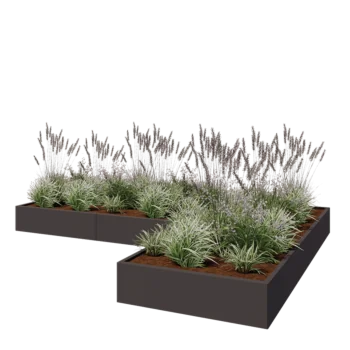 Steel planter - Corner - 360 x 240 x 30 cm - RAL7016 matt (anthracite grey) - Without bottom plate