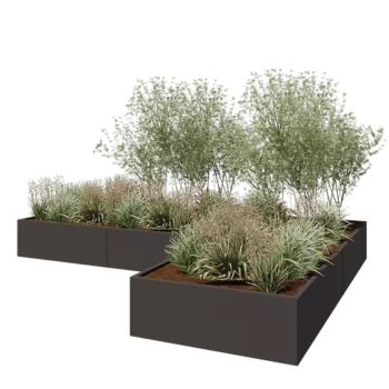 Steel planter - Corner - 360 x 240 x 40 cm - RAL7016 matt (anthracite grey) - Without bottom plate