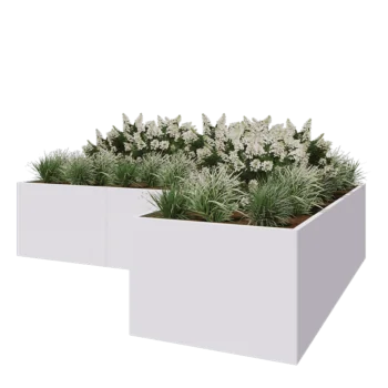 Steel planter - Corner - 360 x 240 x 80 cm - RAL9005 matt (white) - Without bottom plate