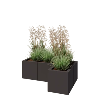 Steel planter - Corner - 90 x 60 x 30 cm - Other RAL colour - With bottom plate