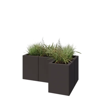 Steel planter - Corner - 90 x 60 x 40 cm - Other RAL colour - With bottom plate