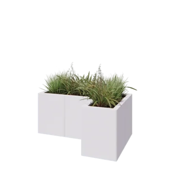 Steel planter - Corner - 90 x 60 x 40 cm - RAL9005 matt (white) - With bottom plate