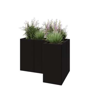 Steel planter - Corner - 90 x 60 x 60 cm - RAL9005 matt (black) - With bottom plate