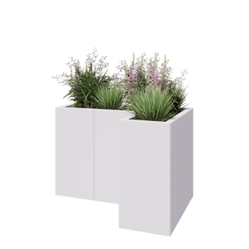 Steel planter - Corner - 90 x 60 x 60 cm - RAL9005 matt (white) - With bottom plate