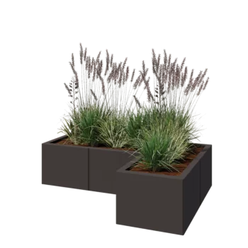 Steel planter - Corner - 120 x 80 x 30 cm - Other RAL colour - With bottom plate