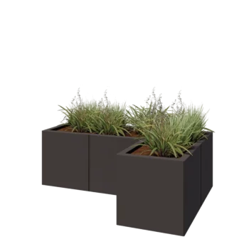 Steel planter - Corner - 120 x 80 x 40 cm - Other RAL colour - With bottom plate