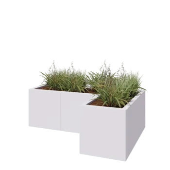 Steel planter - Corner - 120 x 80 x 40 cm - RAL9005 matt (white) - Without bottom plate