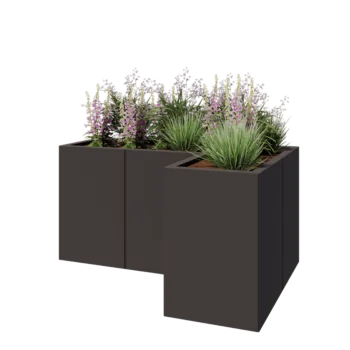 Steel planter - Corner - 120 x 80 x 60 cm - RAL7016 matt (anthracite grey) - Without bottom plate