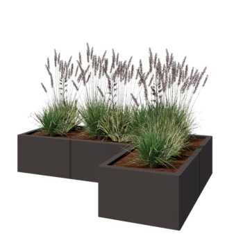 Steel planter - Corner - 150 x 100 x 30 cm - RAL7016 matt (anthracite grey) - With bottom plate