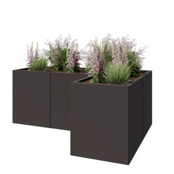 Steel planter - Corner - 150 x 100 x 60 cm - RAL7016 matt (anthracite grey) - With bottom plate