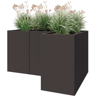 Steel planter - Corner - 150 x 100 x 80 cm - RAL7016 matt (anthracite grey) - Without bottom plate
